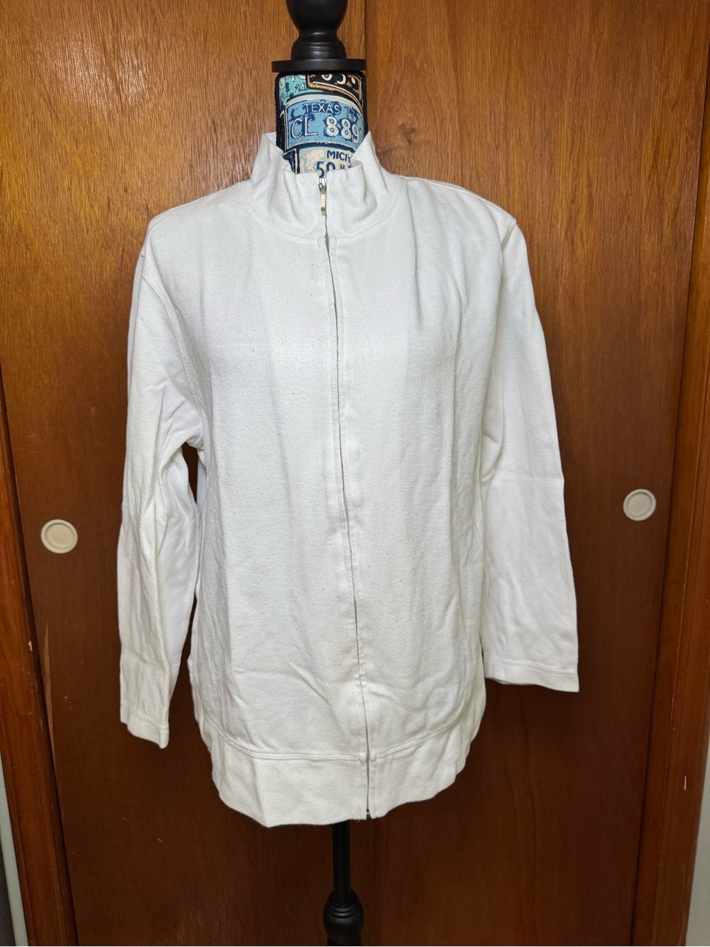 CC Hughes White Zip-Up Sweater